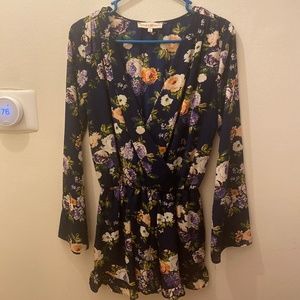 Navy blue floral romper